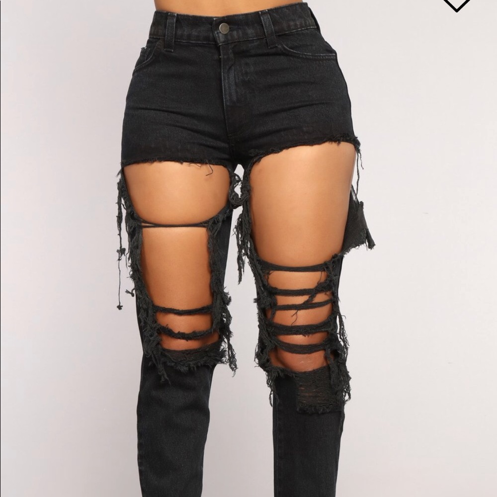 Black cut out pants